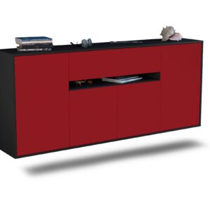 Sideboard Flint | hängend | Korpus Anthrazit | Front in Bordeaux | 180x79x35cm (BxHxT)
