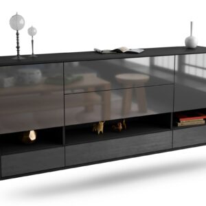 Sideboard Lafayette | hängend | Korpus Anthrazit | Front in Hochglanz Grau | 180x79x35cm (BxHxT)