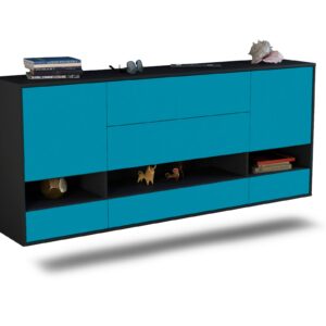 Sideboard Lafayette | hängend | Korpus Anthrazit | Front in Türkis | 180x79x35cm (BxHxT)
