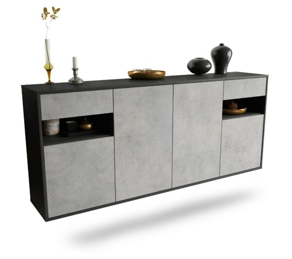 Sideboard Killeen, Beton, hängend (180x79x35cm)