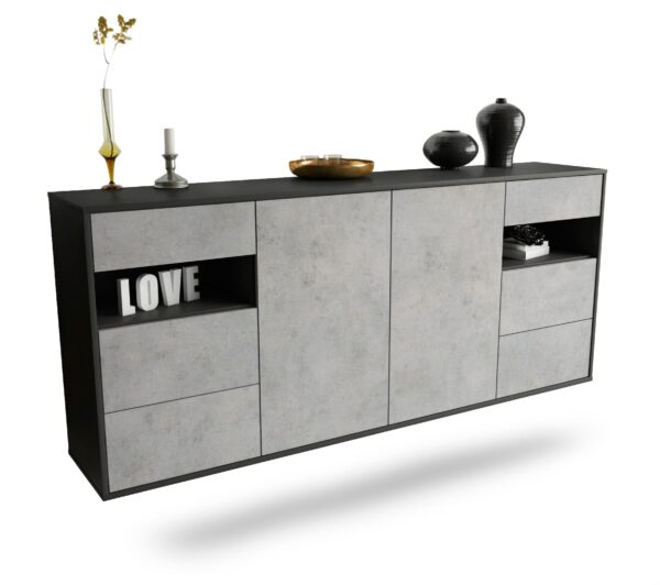 Sideboard Thornton, Beton, hängend (180x79x35cm)