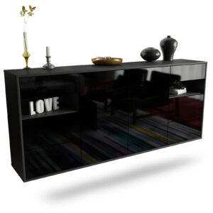 Sideboard Thornton, Schwarz, hängend (180x79x35cm)