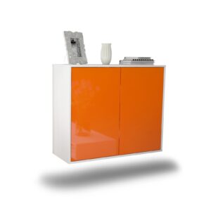 Sideboard Hialeah | hängend | Korpus Weiß | Front in Hochglanz Orange | 92x79x35cm (BxHxT)