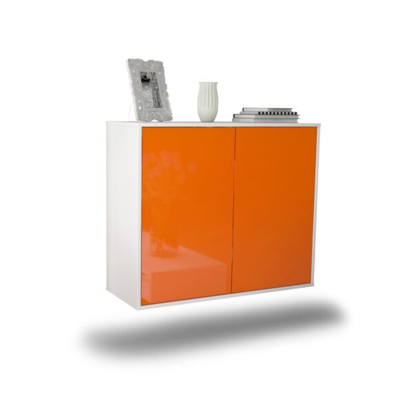 Sideboard Hialeah | hängend | Korpus Weiß | Front in Hochglanz Orange | 92x79x35cm (BxHxT)