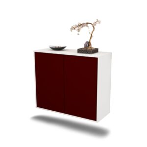 Sideboard Hialeah | hängend | Korpus Weiß | Front in Bordeaux | 92x79x35cm (BxHxT)