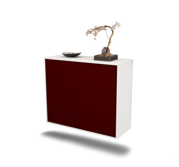 Sideboard Hialeah | hängend | Korpus Weiß | Front in Bordeaux | 92x79x35cm (BxHxT)