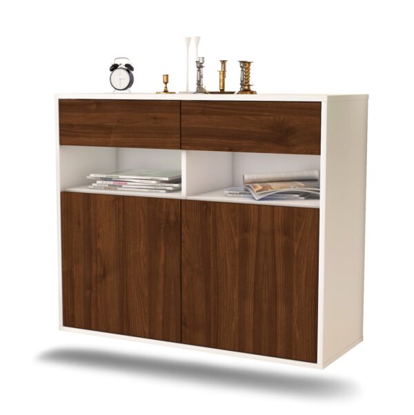 Sideboard North Las Vegas | hängend | Korpus Weiß | Front in Walnuss Holz Optik | 92x79x35cm (BxHxT)