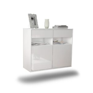 Sideboard North Las Vegas, Weiß, hängend (92x79x35cm)