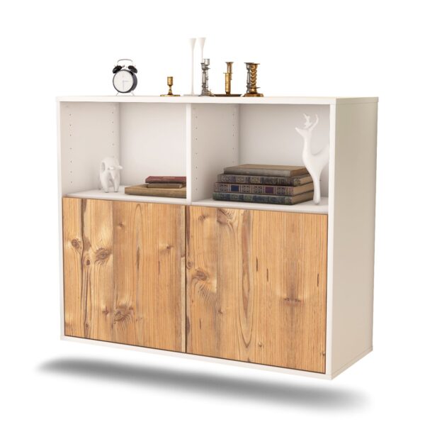 Sideboard Rochester | hängend | Korpus Weiß | Front in Pinie Holz Optik | 92x79x35cm (BxHxT)