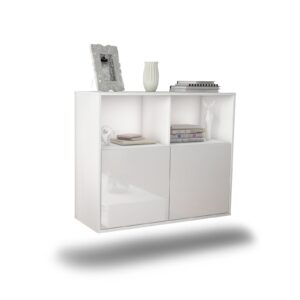 Sideboard Rochester | hängend | Korpus Weiß | Front in Hochglanz Weiß | 92x79x35cm (BxHxT)
