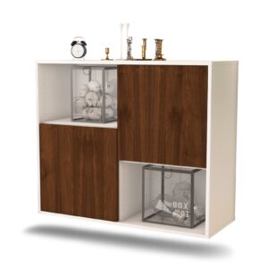 Sideboard Modesto | hängend | Korpus Weiß | Front in Walnuss Holz Optik | 92x79x35cm (BxHxT)