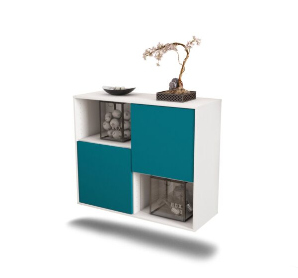 Sideboard Modesto | hängend | Korpus Weiß | Front in Türkis | 92x79x35cm (BxHxT)