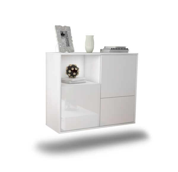Sideboard Boise | hängend | Korpus Weiß | Front in Hochglanz Weiß | 92x79x35cm (BxHxT)