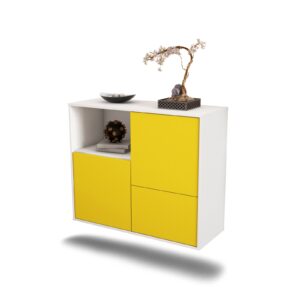 Sideboard Boise | hängend | Korpus Weiß | Front in Gelb | 92x79x35cm (BxHxT)