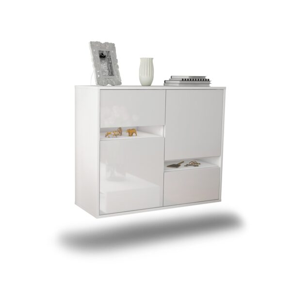 Sideboard Irvine | hängend | Korpus Weiß | Front in Hochglanz Weiß | 92x79x35cm (BxHxT)