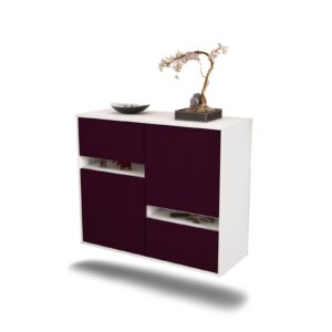 Sideboard Irvine | hängend | Korpus Weiß | Front in Lila | 92x79x35cm (BxHxT)