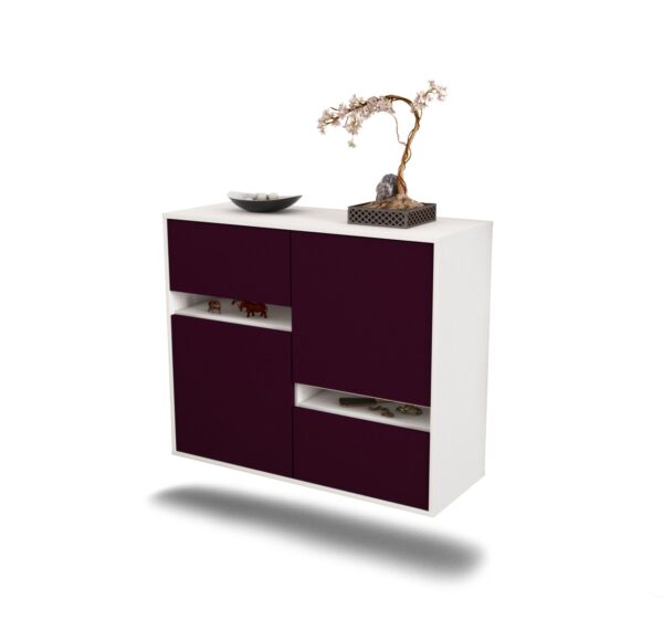 Sideboard Irvine | hängend | Korpus Weiß | Front in Lila | 92x79x35cm (BxHxT)