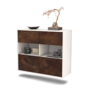 Sideboard Richmond | hängend | Korpus Weiß | Front in Rost Optik | 92x79x35cm (BxHxT)