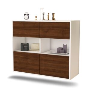 Sideboard Richmond | hängend | Korpus Weiß | Front in Walnuss Holz Optik | 92x79x35cm (BxHxT)