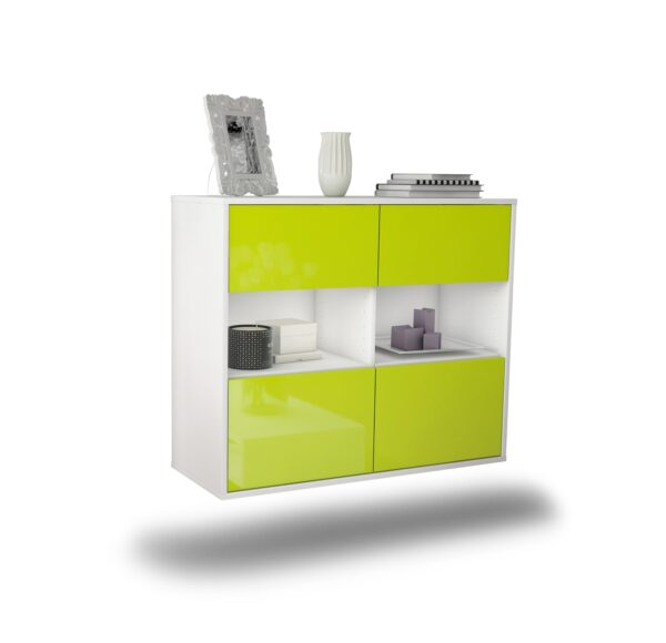 Sideboard Richmond | hängend | Korpus Weiß | Front in Hochglanz Grün | 92x79x35cm (BxHxT)