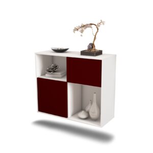Sideboard Shreveport | hängend | Korpus Weiß | Front in Bordeaux | 92x79x35cm (BxHxT)