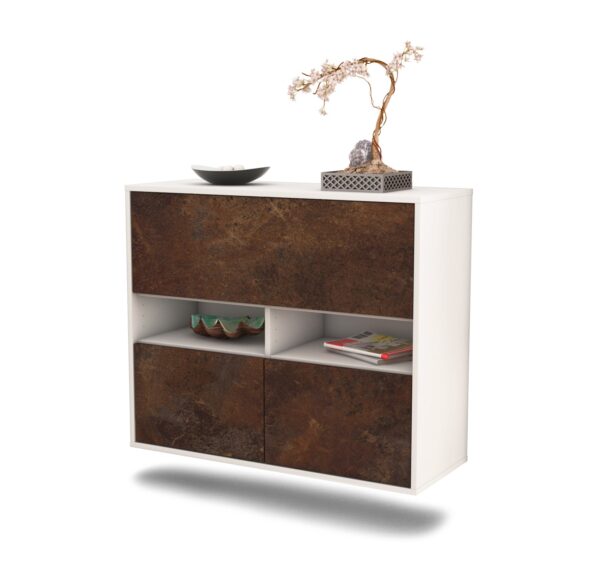 Sideboard San Bernardino | hängend | Korpus Weiß | Front in Rost Optik | 92x79x35cm (BxHxT)