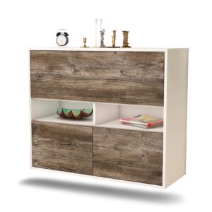 Sideboard San Bernardino | hängend | Korpus Weiß | Front in Treibholz Holz Optik | 92x79x35cm (BxHxT)