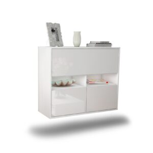 Sideboard San Bernardino | hängend | Korpus Weiß | Front in Hochglanz Weiß | 92x79x35cm (BxHxT)