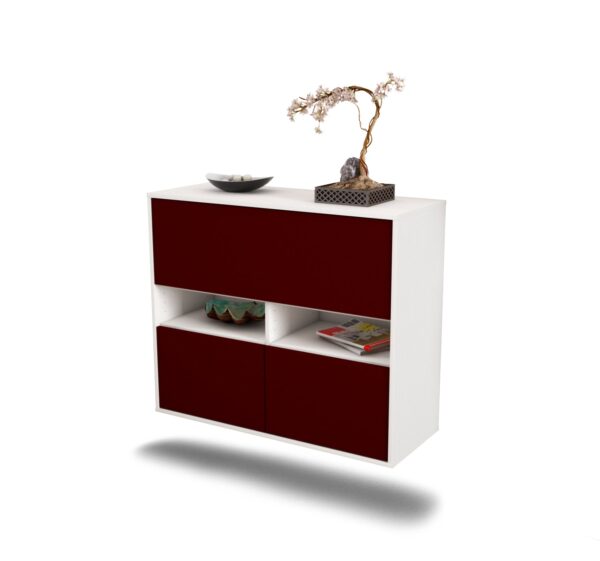 Sideboard San Bernardino | hängend | Korpus Weiß | Front in Bordeaux | 92x79x35cm (BxHxT)