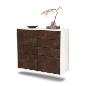 Sideboard Des Moines | hängend | Korpus Weiß | Front in Rost Optik | 92x79x35cm (BxHxT)