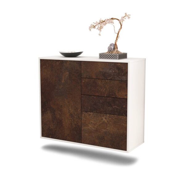 Sideboard Tacoma | hängend | Korpus Weiß | Front in Rost Optik | 92x79x35cm (BxHxT)
