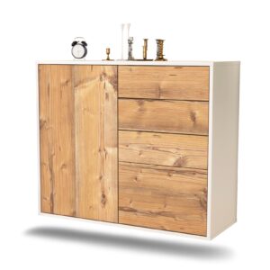 Sideboard Tacoma | hängend | Korpus Weiß | Front in Pinie Holz Optik | 92x79x35cm (BxHxT)