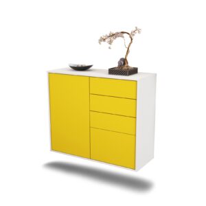 Sideboard Tacoma | hängend | Korpus Weiß | Front in Gelb | 92x79x35cm (BxHxT)