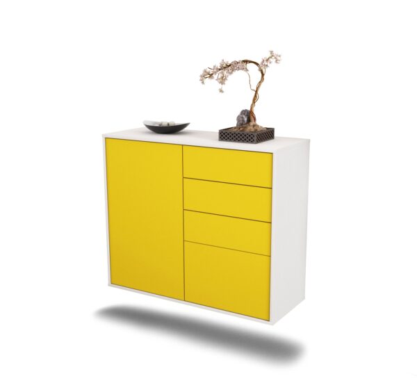 Sideboard Tacoma | hängend | Korpus Weiß | Front in Gelb | 92x79x35cm (BxHxT)