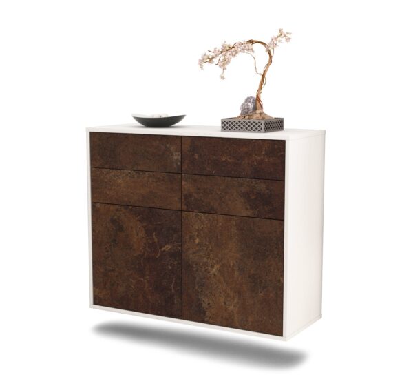 Sideboard Grand Rapids | hängend | Korpus Weiß | Front in Rost Optik | 92x79x35cm (BxHxT)