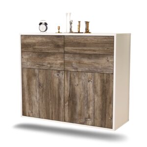 Sideboard Grand Rapids | hängend | Korpus Weiß | Front in Treibholz Holz Optik | 92x79x35cm (BxHxT)