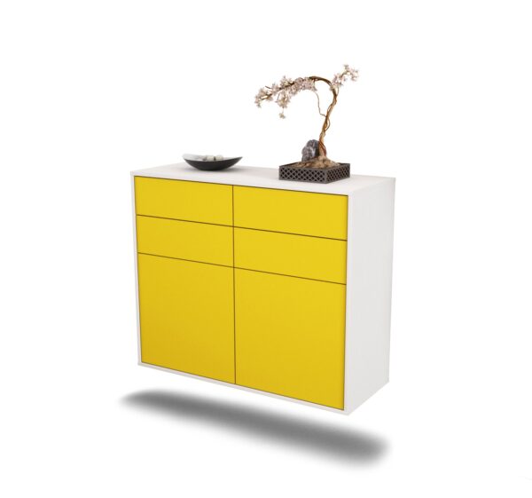 Sideboard Grand Rapids | hängend | Korpus Weiß | Front in Gelb | 92x79x35cm (BxHxT)