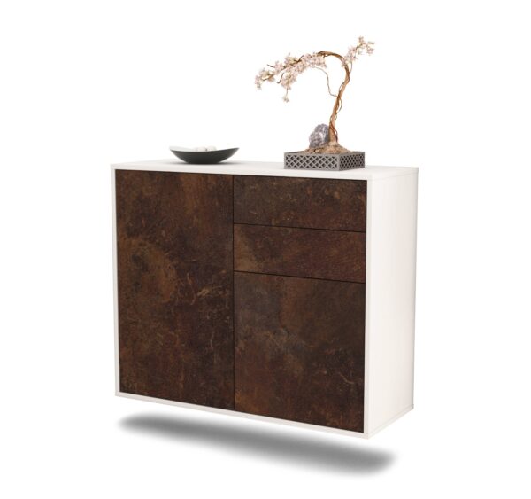 Sideboard Huntington Beach | hängend | Korpus Weiß | Front in Rost Optik | 92x79x35cm (BxHxT)
