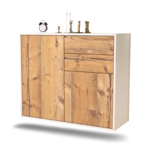 Sideboard Huntington Beach | hängend | Korpus Weiß | Front in Pinie Holz Optik | 92x79x35cm (BxHxT)