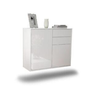 Sideboard Huntington Beach | hängend | Korpus Weiß | Front in Hochglanz Weiß | 92x79x35cm (BxHxT)