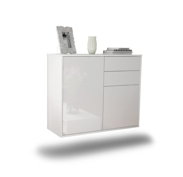 Sideboard Huntington Beach | hängend | Korpus Weiß | Front in Hochglanz Weiß | 92x79x35cm (BxHxT)