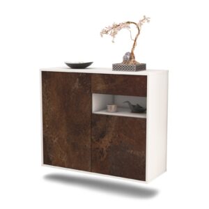 Sideboard Augusta | hängend | Korpus Weiß | Front in Rost Optik | 92x79x35cm (BxHxT)