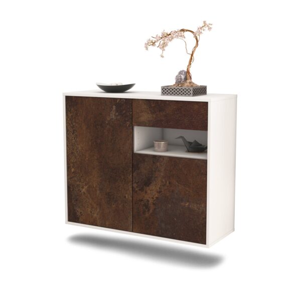 Sideboard Augusta | hängend | Korpus Weiß | Front in Rost Optik | 92x79x35cm (BxHxT)