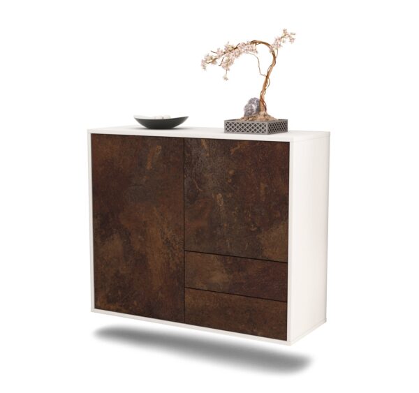 Sideboard Sunrise Manor | hängend | Korpus Weiß | Front in Rost Optik | 92x79x35cm (BxHxT)