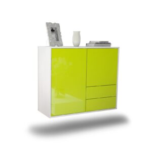 Sideboard Sunrise Manor | hängend | Korpus Weiß | Front in Hochglanz Grün | 92x79x35cm (BxHxT)