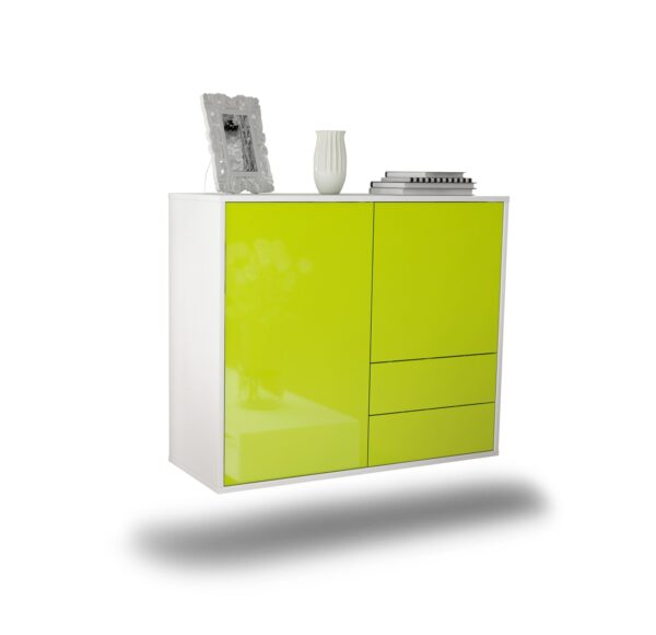 Sideboard Sunrise Manor | hängend | Korpus Weiß | Front in Hochglanz Grün | 92x79x35cm (BxHxT)