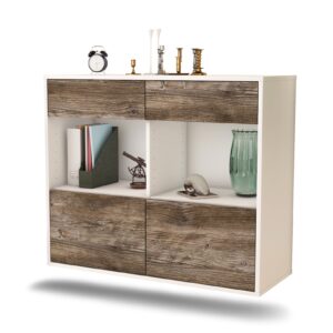 Sideboard Mobile | hängend | Korpus Weiß | Front in Treibholz Holz Optik | 92x79x35cm (BxHxT)