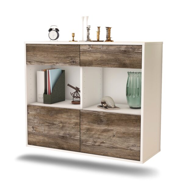 Sideboard Mobile | hängend | Korpus Weiß | Front in Treibholz Holz Optik | 92x79x35cm (BxHxT)