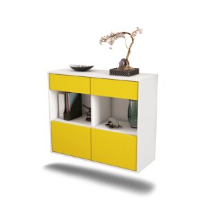 Sideboard Mobile | hängend | Korpus Weiß | Front in Gelb | 92x79x35cm (BxHxT)