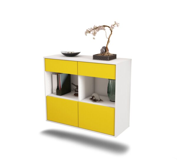 Sideboard Mobile | hängend | Korpus Weiß | Front in Gelb | 92x79x35cm (BxHxT)